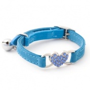 Light blue diamante heart cat collar